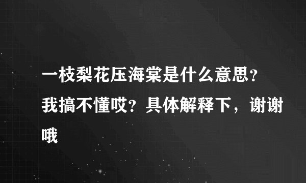 一枝梨花压海棠是什么意思?我搞不懂哎?具体解释下,谢谢哦