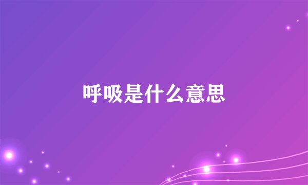 呼吸是什么意思