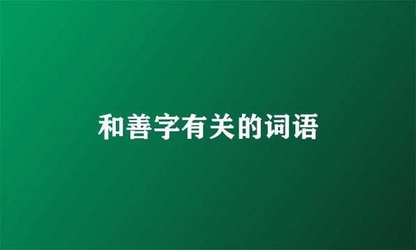 和善字有关的词语