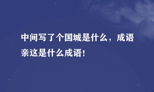 中间写了个国城是什么,成语亲这是什么成语!