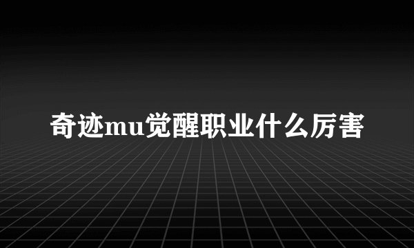 奇迹mu觉醒职业什么厉害