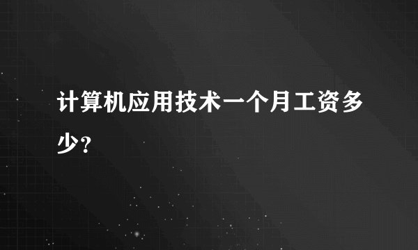 计算机应用技术一个月工资多少？