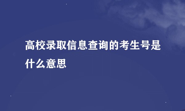高校录取信息查询的考生号是什么意思