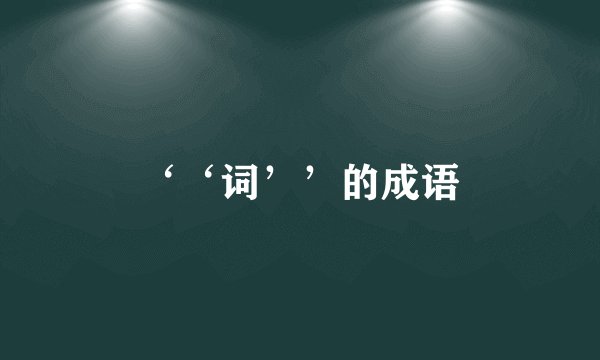 ‘‘词’’的成语