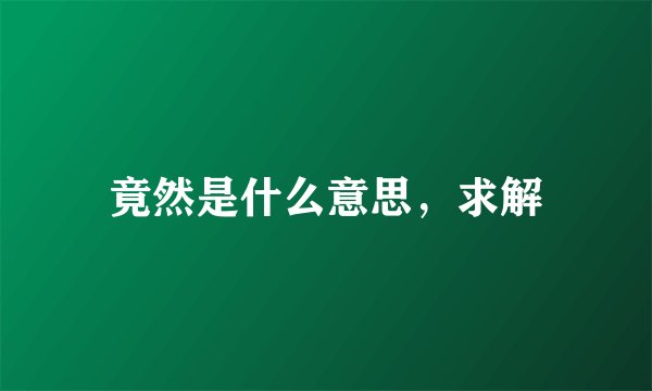 竟然是什么意思，求解