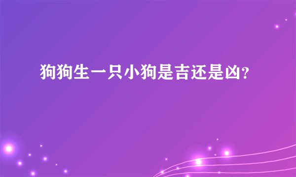 狗狗生一只小狗是吉还是凶？