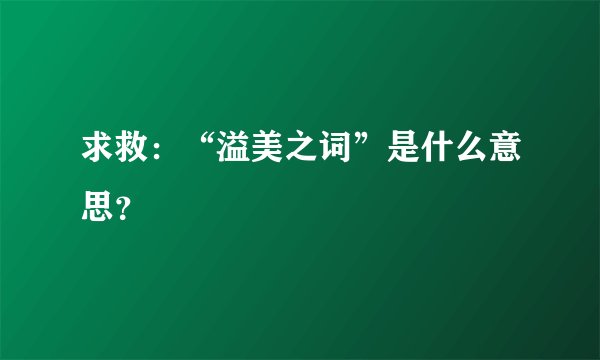 求救：“溢美之词”是什么意思？