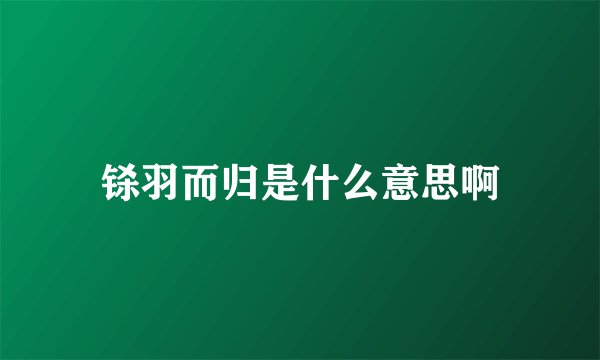 铩羽而归是什么意思啊