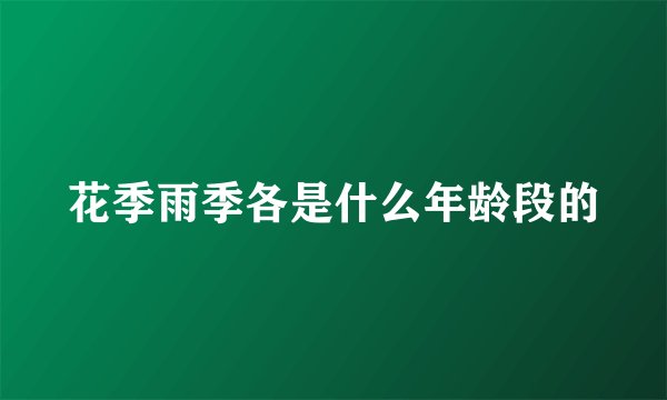 花季雨季各是什么年龄段的
