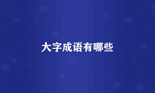 大字成语有哪些