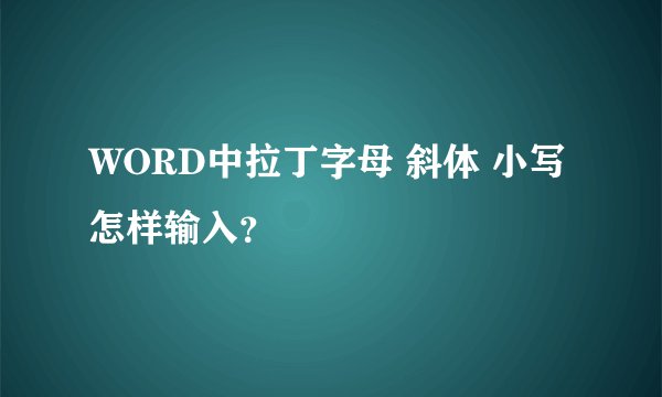 WORD中拉丁字母 斜体 小写 怎样输入?