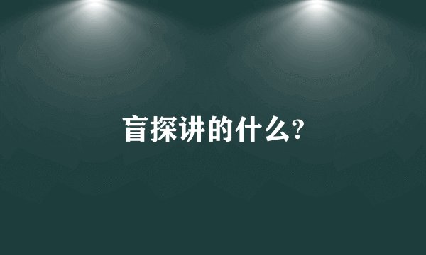 盲探讲的什么?