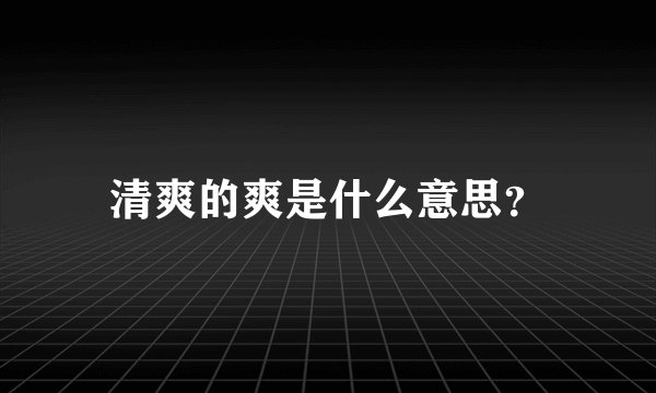 清爽的爽是什么意思？