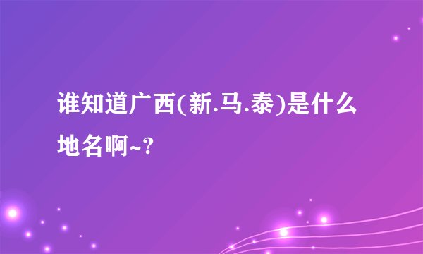谁知道广西(新.马.泰)是什么地名啊~?