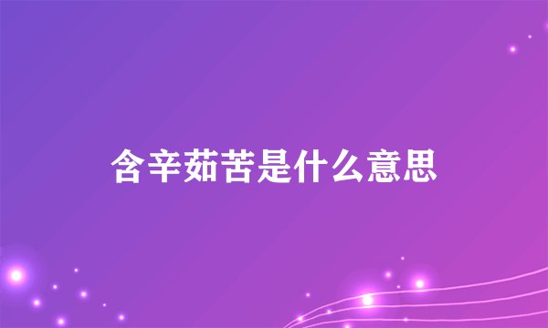 含辛茹苦是什么意思