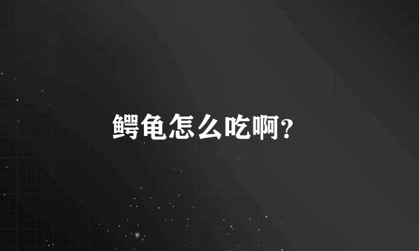 鳄龟怎么吃啊？