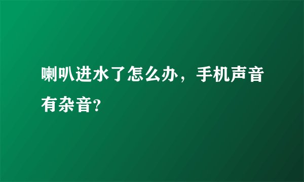 喇叭进水了怎么办，手机声音有杂音？