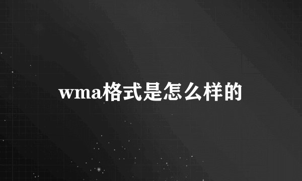 wma格式是怎么样的