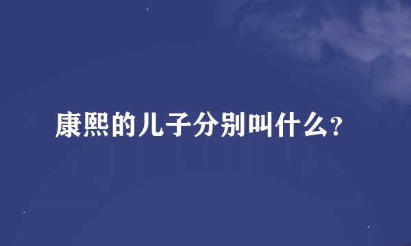康熙的儿子分别叫什么?