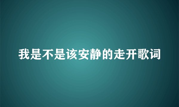我是不是该安静的走开歌词