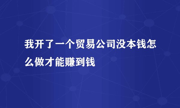 我开了一个贸易公司没本钱怎么做才能赚到钱