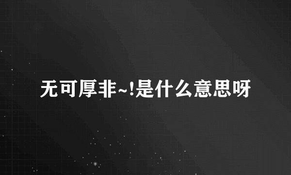 无可厚非~!是什么意思呀