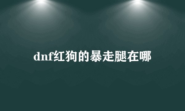 dnf红狗的暴走腿在哪