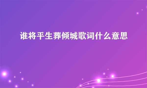 谁将平生葬倾城歌词什么意思
