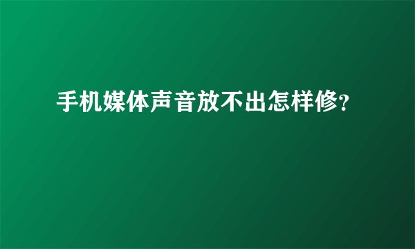 手机媒体声音放不出怎样修？