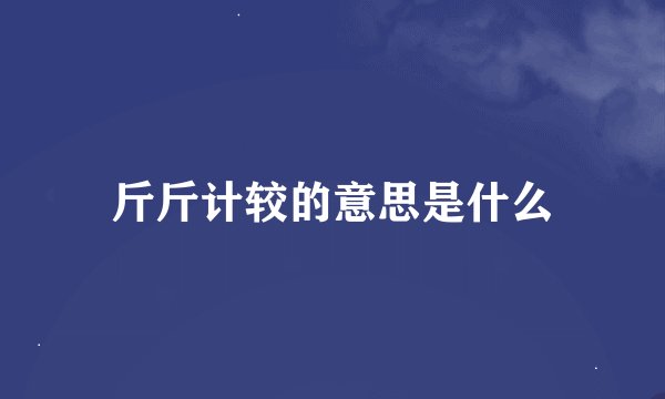 斤斤计较的意思是什么