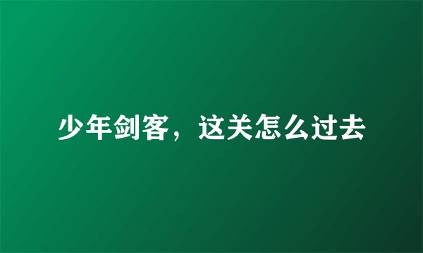 少年剑客，这关怎么过去