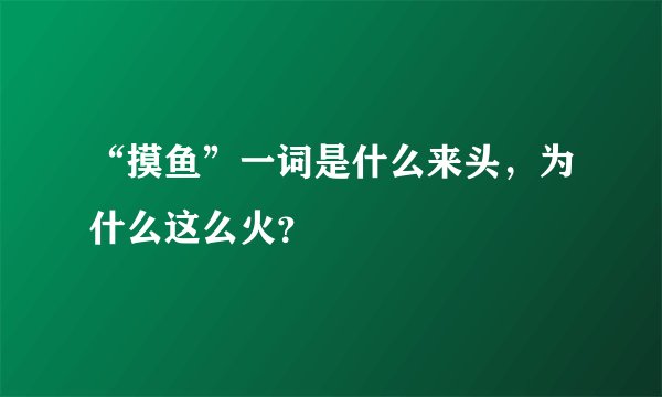 “摸鱼”一词是什么来头，为什么这么火？