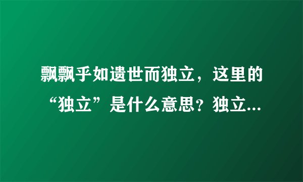 飘飘乎如遗世而独立，这里的“独立”是什么意思？独立生活？要专业，最好讲出依据