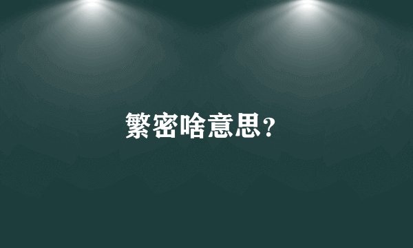 繁密啥意思？