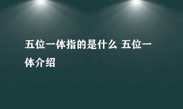 五位一体指的是什么 五位一体介绍