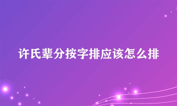 许氏辈分按字排应该怎么排