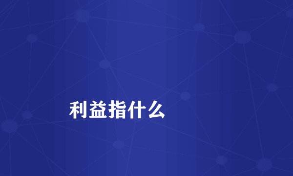 
利益指什么

