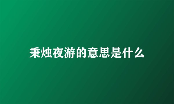 秉烛夜游的意思是什么