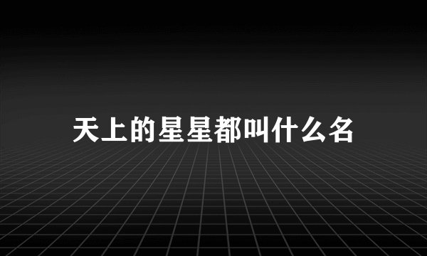 天上的星星都叫什么名
