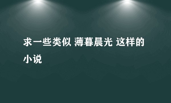 求一些类似 薄暮晨光 这样的小说