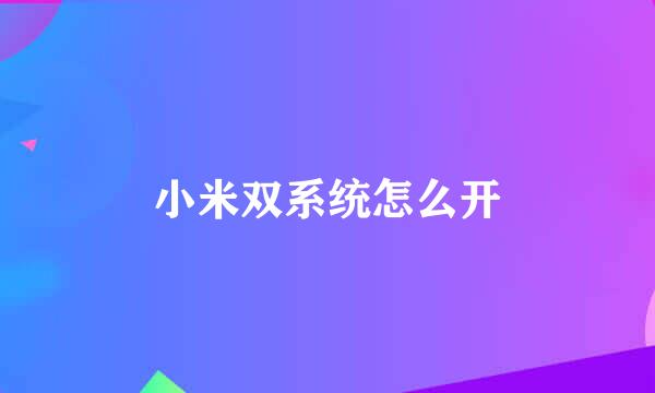 小米双系统怎么开