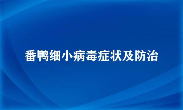 番鸭细小病毒症状及防治