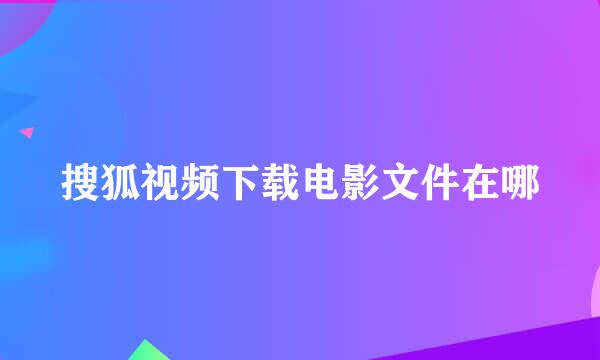 搜狐视频下载电影文件在哪