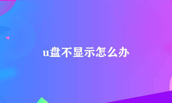 u盘不显示怎么办