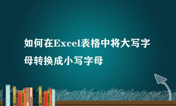 如何在Excel表格中将大写字母转换成小写字母
