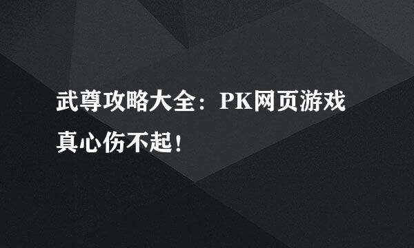 武尊攻略大全：PK网页游戏真心伤不起！