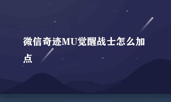 微信奇迹MU觉醒战士怎么加点