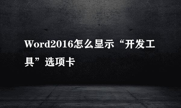 Word2016怎么显示“开发工具”选项卡
