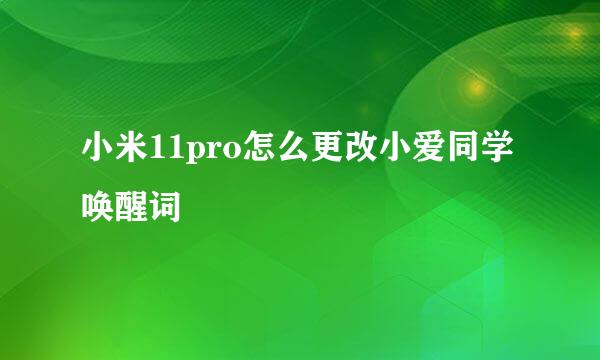 小米11pro怎么更改小爱同学唤醒词