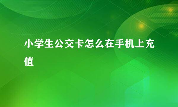 小学生公交卡怎么在手机上充值